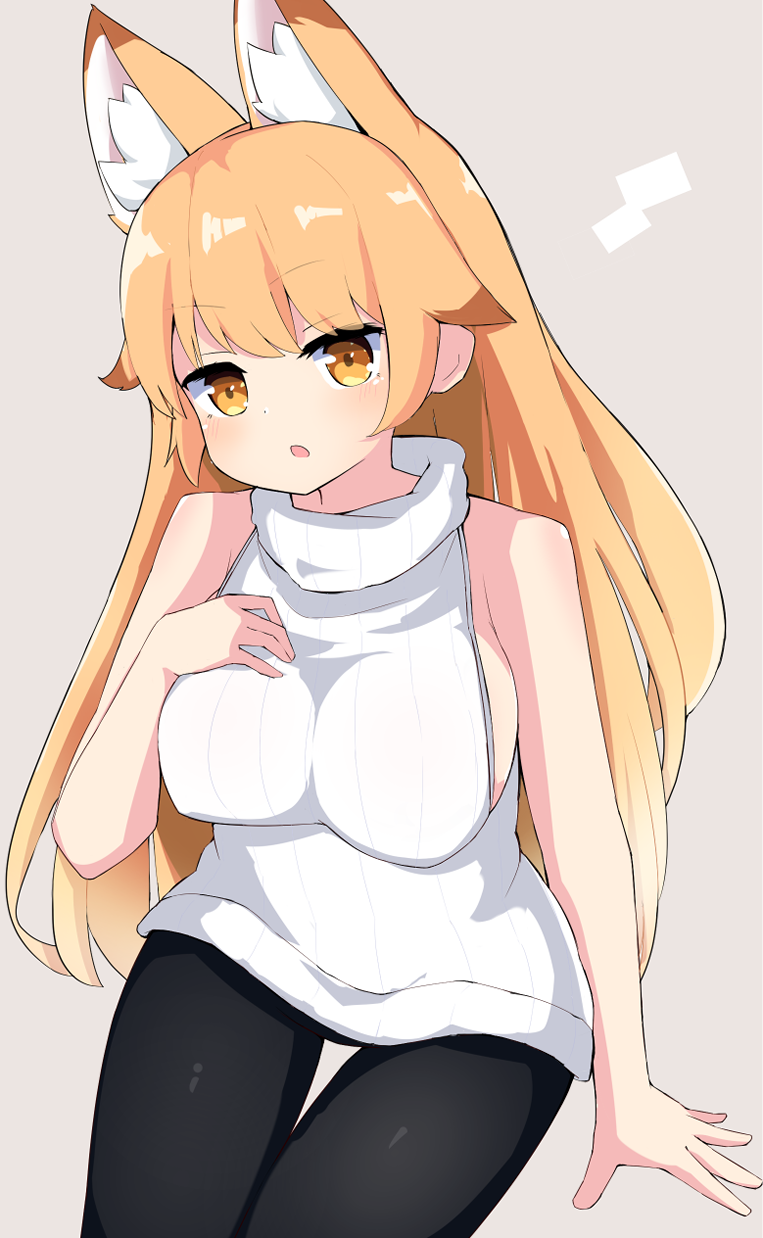 1girl, animal_ears, berusa_(berutoo), black_legwear, breasts, brown_eyes, brown_hair, eyebrows_visible_through_hair