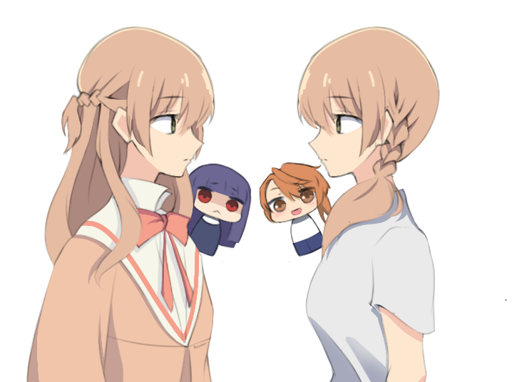 4girls, asagami_fujino, braid, dual_persona, edamoto_haru, facing_to_the_side, fate/grand_order, fate_(series)