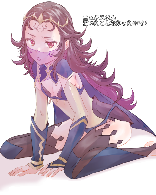 1girl, black_hair, bodystocking, breasts, facial_tattoo, fire_emblem, fire_emblem_fates, long_hair