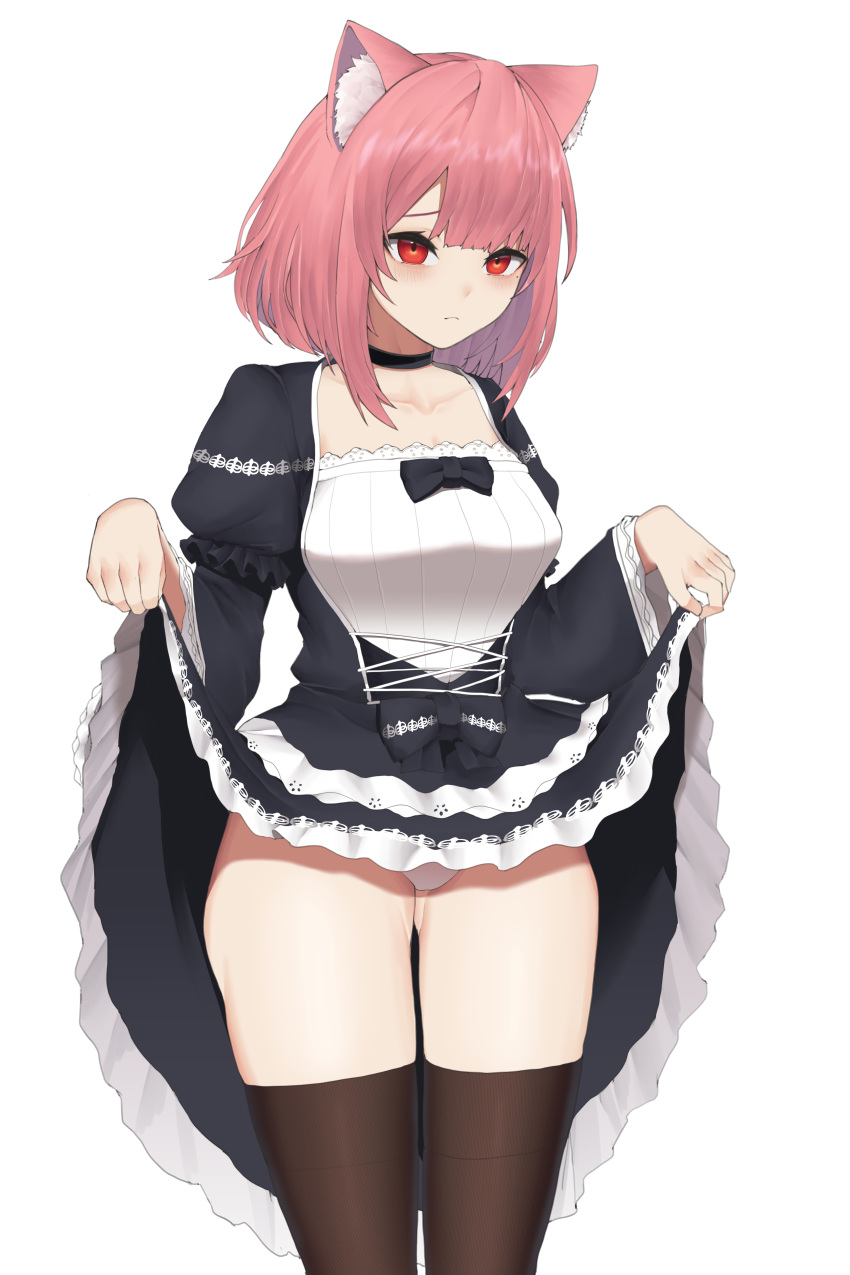 1girl, absurdres, animal_ears, ass_visible_through_thighs, black_choker, black_dress, bobby36446329, breasts