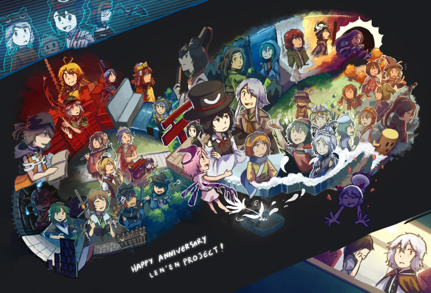 2girls, 6+others, adagumo_no_saragimaru, adagumo_no_yaorochi, ahoge, amanomiya_jun, amanomori_shou, ametsukana_yago