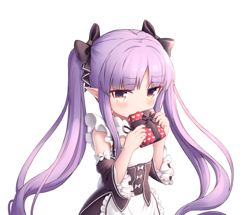 1girl, bangs, box, breasts, cementite, gradient, heart, highres