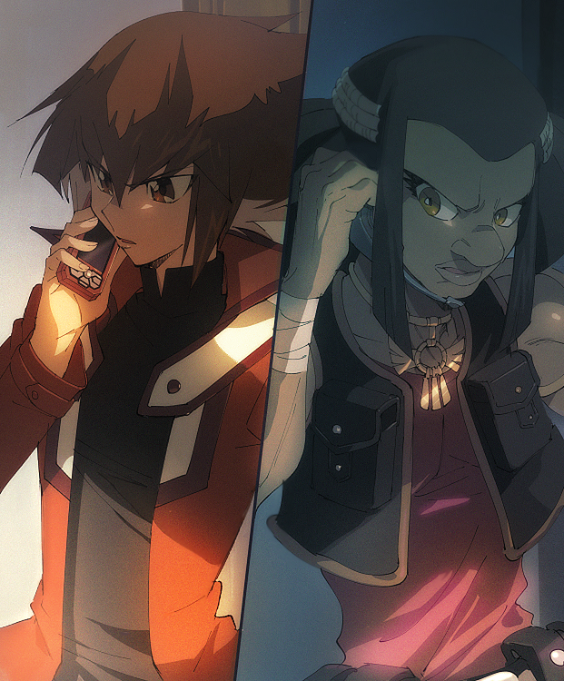 2boys, aoki_(fumomo), austin_o'brien, bangs, black_hair, black_shirt, black_vest, brown_hair