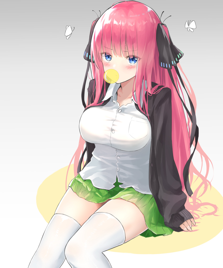 1girl, absurdres, bangs, black_cardigan, black_ribbon, blue_eyes, blunt_bangs, blush