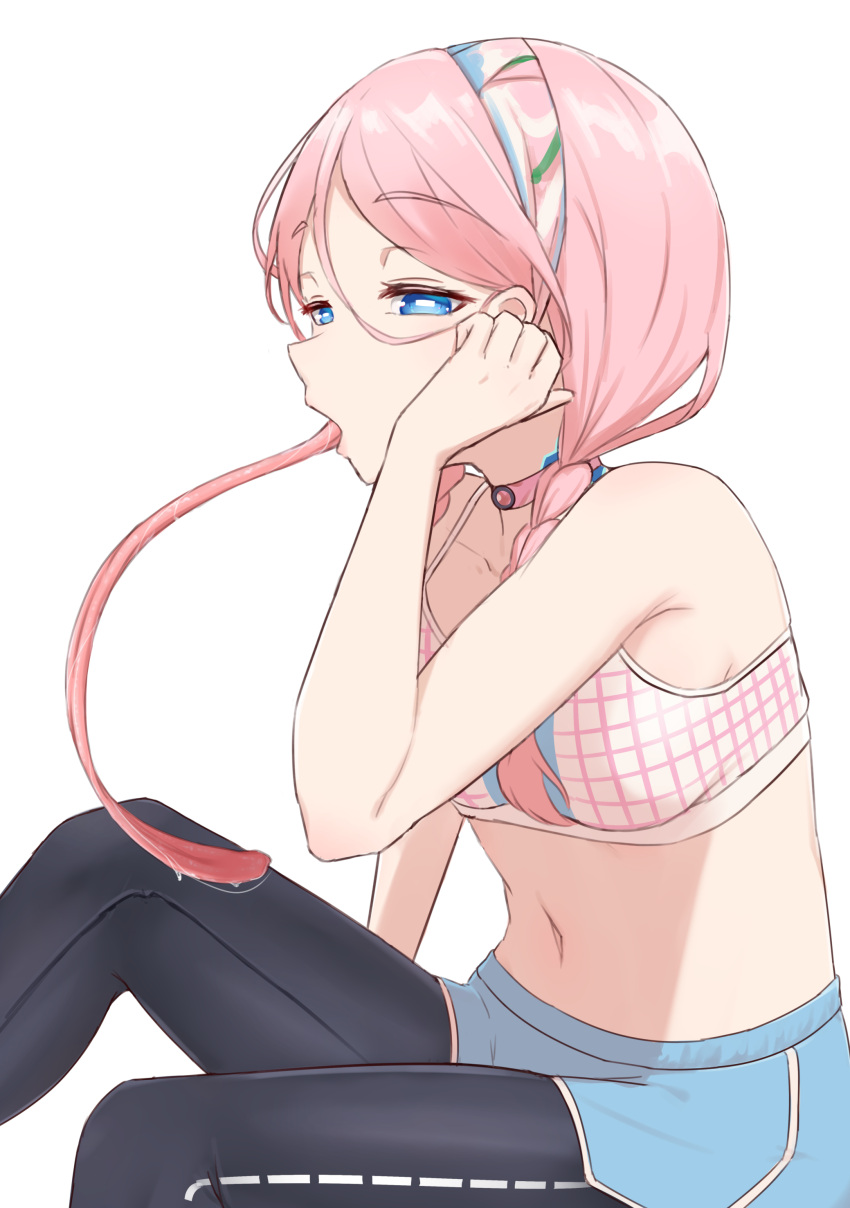 1girl, absurdres, arknights, bangs, bare_arms, bare_shoulders, black_legwear, blue_eyes
