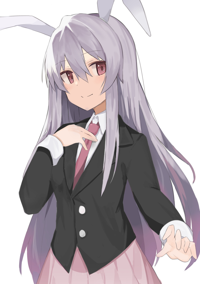 1girl, absurdres, animal_ears, bangs, black_jacket, breasts, buttons, closed_mouth