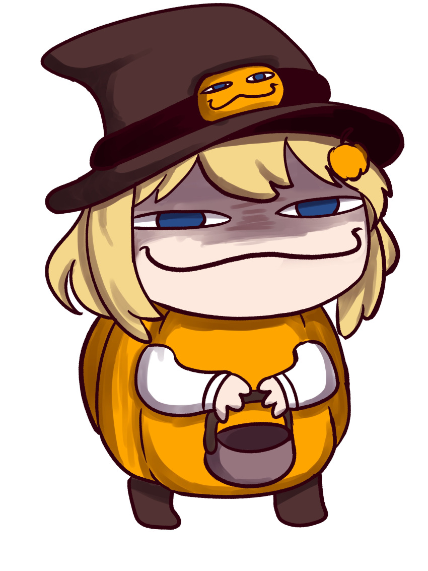 <o>_<o>, 1girl, :3, absurdres, blonde_hair, blue_eyes, brown_footwear, brown_headwear