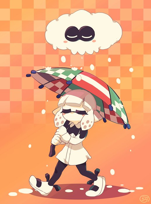 1girl, bangs, black_legwear, checkered, checkered_background, closed_eyes, clouds, dress