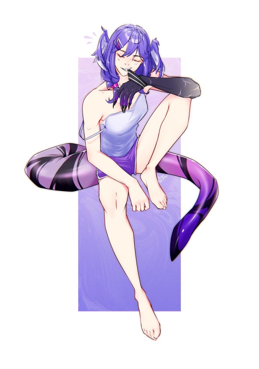 1girl, absurdres, ahoge, alternate_costume, bangs, breasts, closed_eyes, dragon_claw