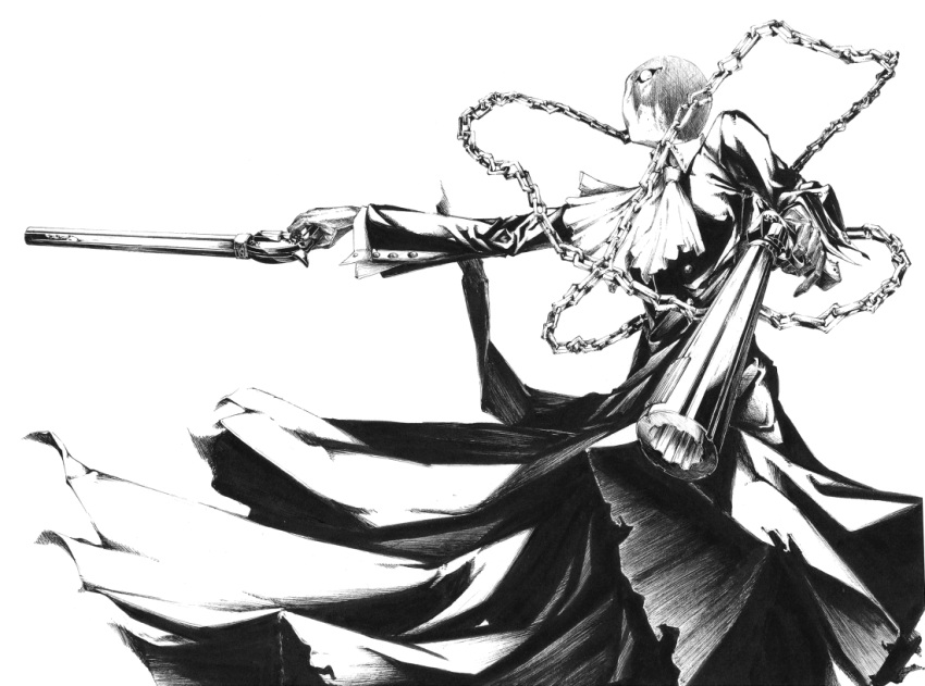 chains, character_request, death, dual_wielding, foreshortening, gangsta_hold, gloves, gun