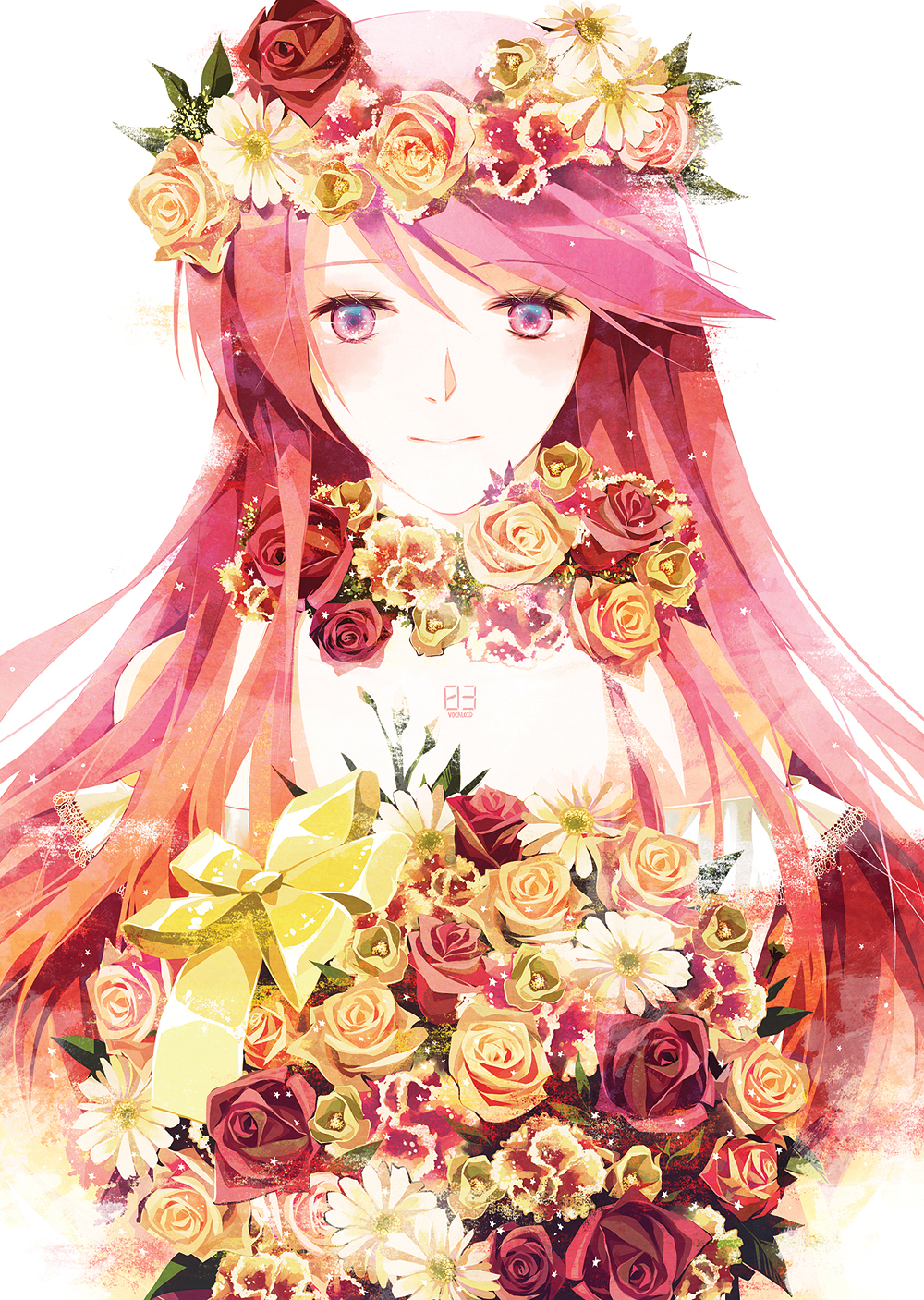 blue_eyes, bow, chris4708, flower, hair_flower, hair_ornament, head_wreath, highres