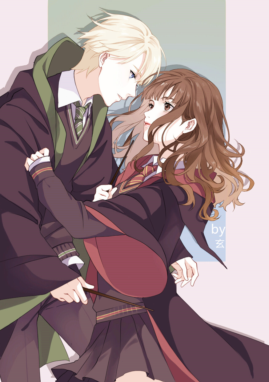1boy, 1girl, bangs, black_coat, black_pants, black_skirt, blonde_hair, blue_eyes