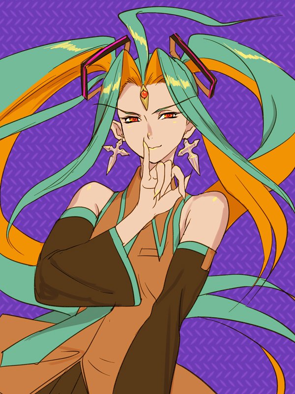 1girl, aqua_hair, bare_shoulders, closed_mouth, cosplay, detached_sleeves, earrings, floating_hair