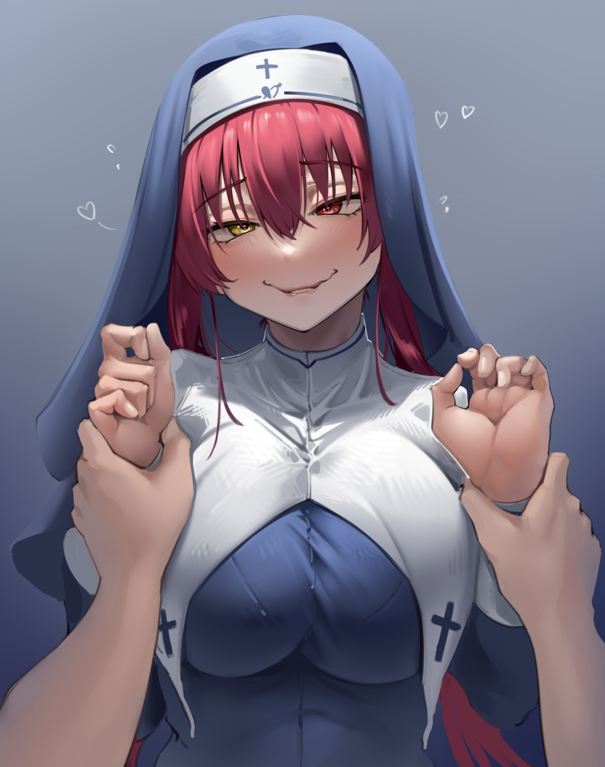 1girl, absurdres, alternate_costume, breasts, eyebrows_visible_through_hair, hair_between_eyes, harris_hero, heterochromia