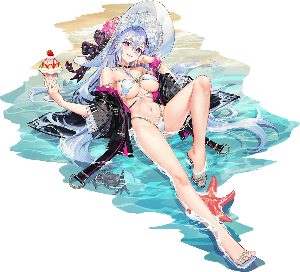 1girl, bangs, bikini, black_choker, black_jacket, breasts, choker, crab