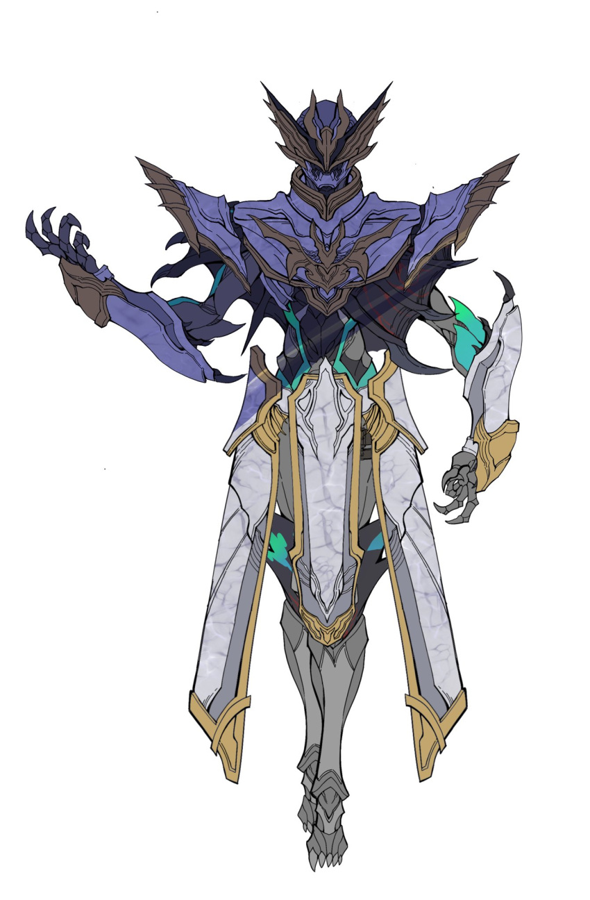 1boy, armor, bat, bat_wings, black_eyes, catball1994, claw_pose, clawed_boots