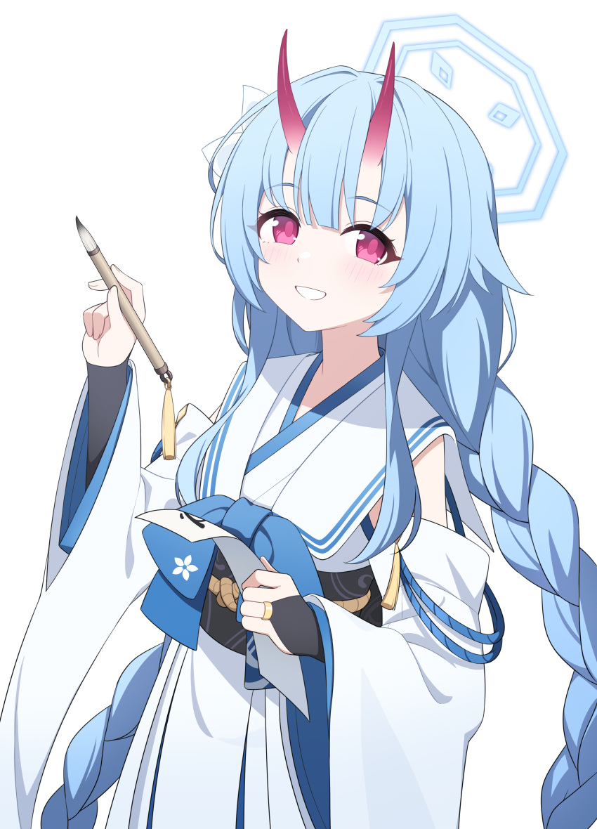 1girl, absurdres, bangs, black_gloves, black_sash, blue_archive, blue_bow, blue_hair