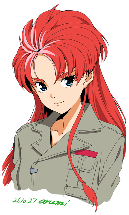 1girl, artist_name, baba_arumi, choujuu_kishin_dancouga, dancouga_(series), dated, jacket, long_hair