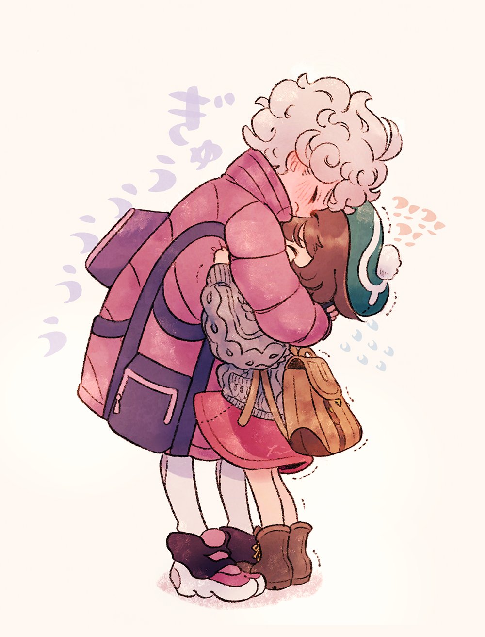 1boy, 1girl, backpack, bag, bangs, bede_(pokemon), blush, boots