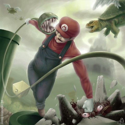 blood, goomba, koopa_paratroopa, koopa_troopa, mario, nintendo, piranha_plant, realistic