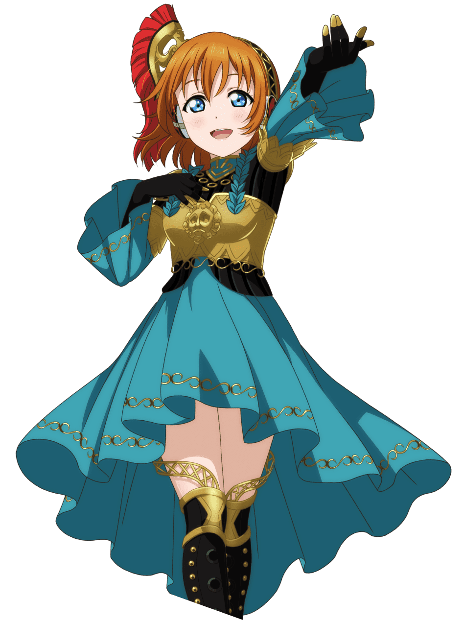1girl, :d, blue_eyes, boots, cosplay, dress, gloves, hand_on_own_chest