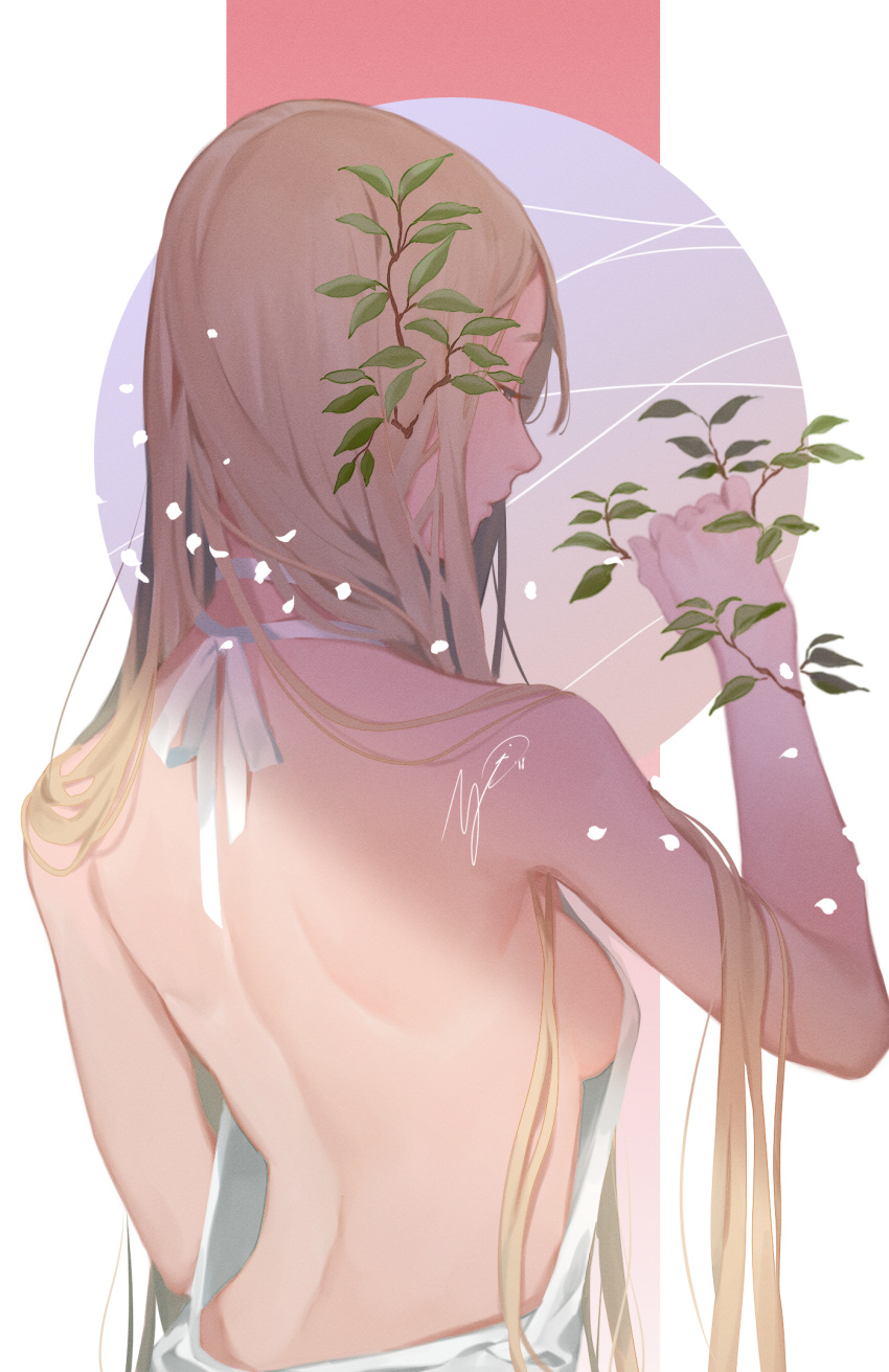 1girl, backless_dress, backless_outfit, bare_back, bare_shoulders, blonde_hair, breasts, choker