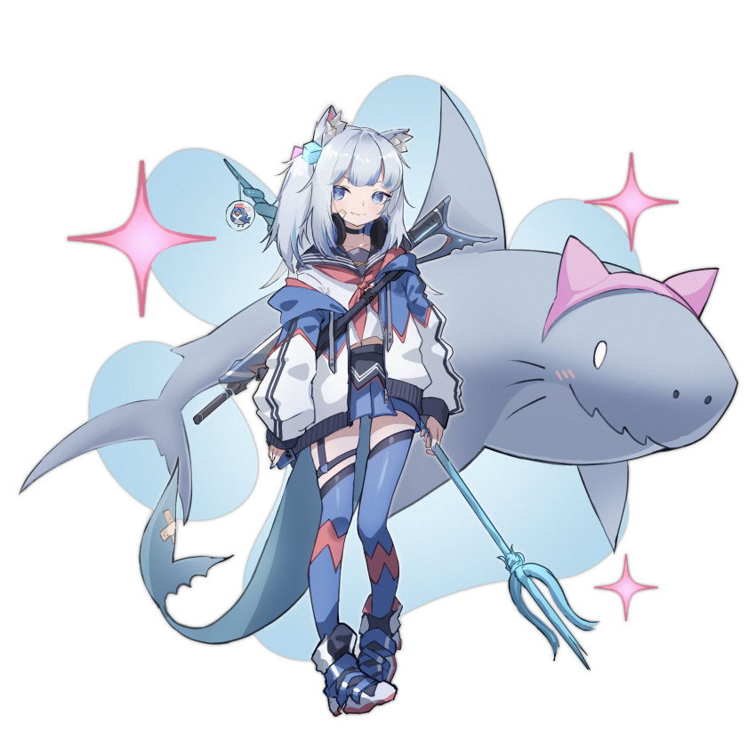 1girl, absurdres, alternate_costume, animal_ear_fluff, animal_ears, bandaid, bandaid_on_face, bangs