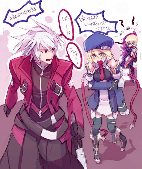 blazblue, blonde_hair, blush, gloves, green_eyes, hat, heterochromia, inaho178