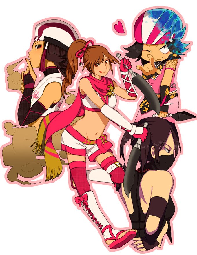 :3, :p, bra, brown_eyes, brown_hair, detached_sleeves, elbow_gloves, female