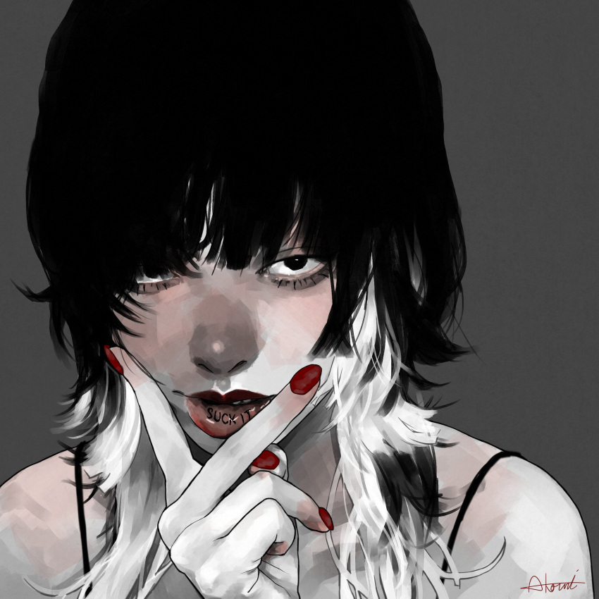 1girl, absurdres, aoki_kouri, bangs, black_eyes, black_hair, blunt_bangs, colored_inner_hair