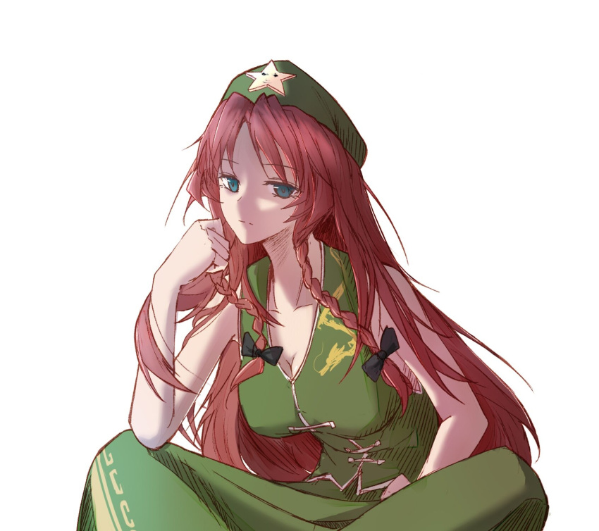 1girl, acor, bangs, bare_shoulders, black_bow, bow, braid, breasts