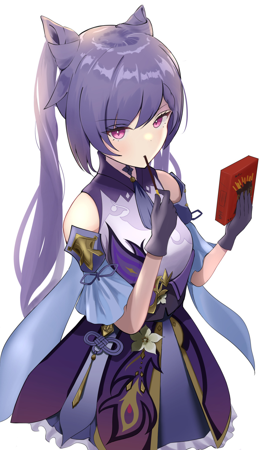 1girl, absurdres, bare_shoulders, braid, breasts, chocolate, detached_sleeves, double_bun