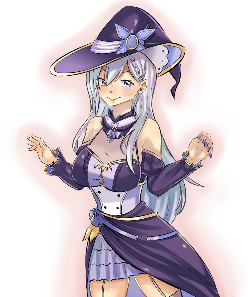 1girl, absurdres, alancruzk, bare_shoulders, braid, breasts, closed_mouth, detached_sleeves