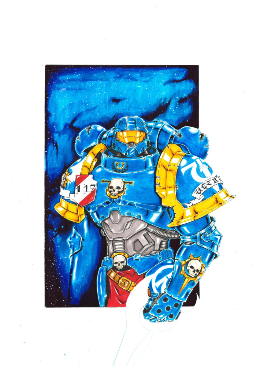 1boy, adeptus_astartes, auri_(aurimas_jucy), border, cable, crossover, english_commentary, fusion