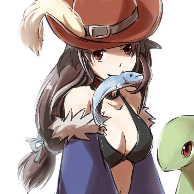 1girl, bangs, bat_wings, black_shirt, black_wings, blue_sleeves, breasts, brown_eyes