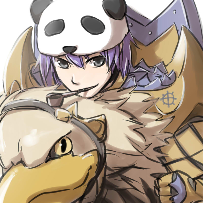 1boy, armor, bangs, breastplate, commentary_request, gauntlets, grey_eyes, griffin