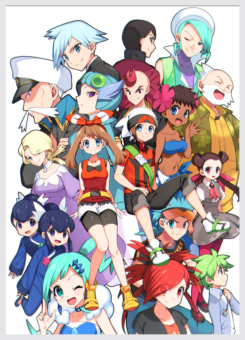 6+boys, 6+girls, absurdres, backpack, bag, bangs, beanie, beard