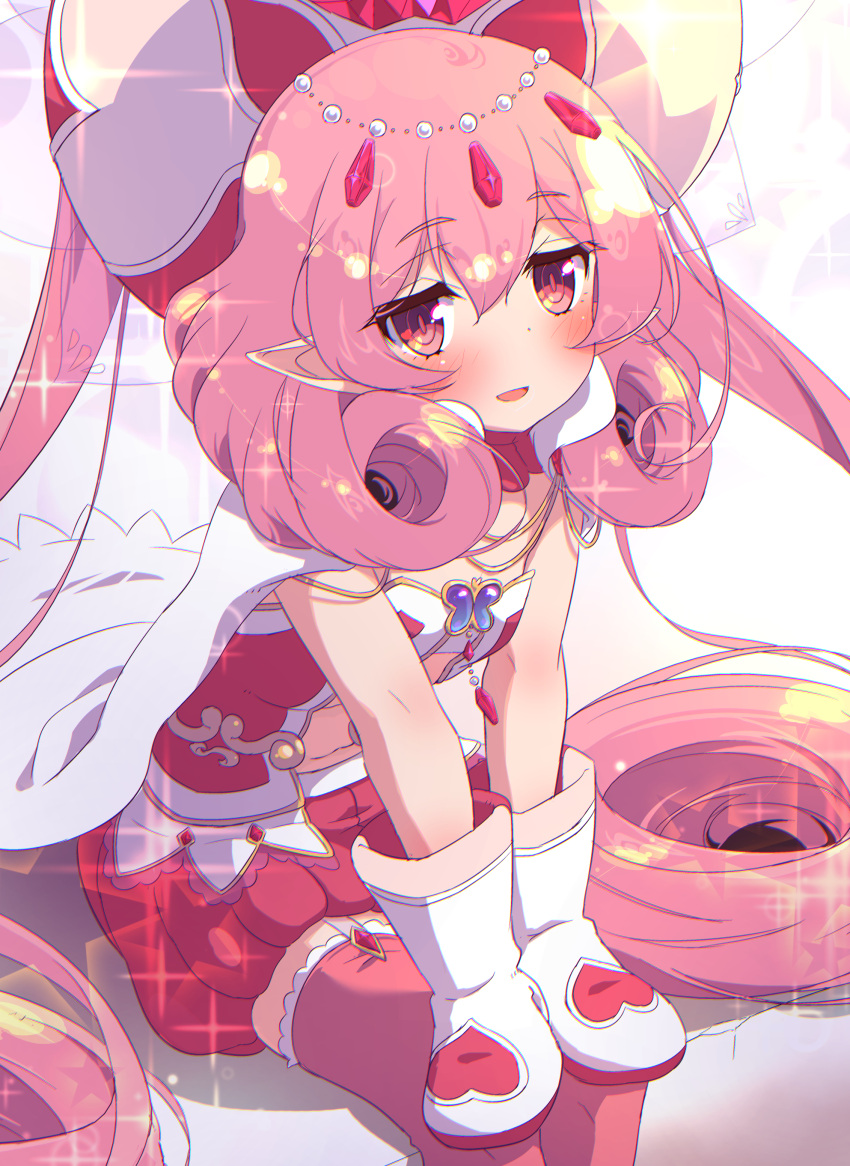 1girl, absurdres, bangs, blush, cape, commentary_request, curly_hair, eyebrows_visible_through_hair