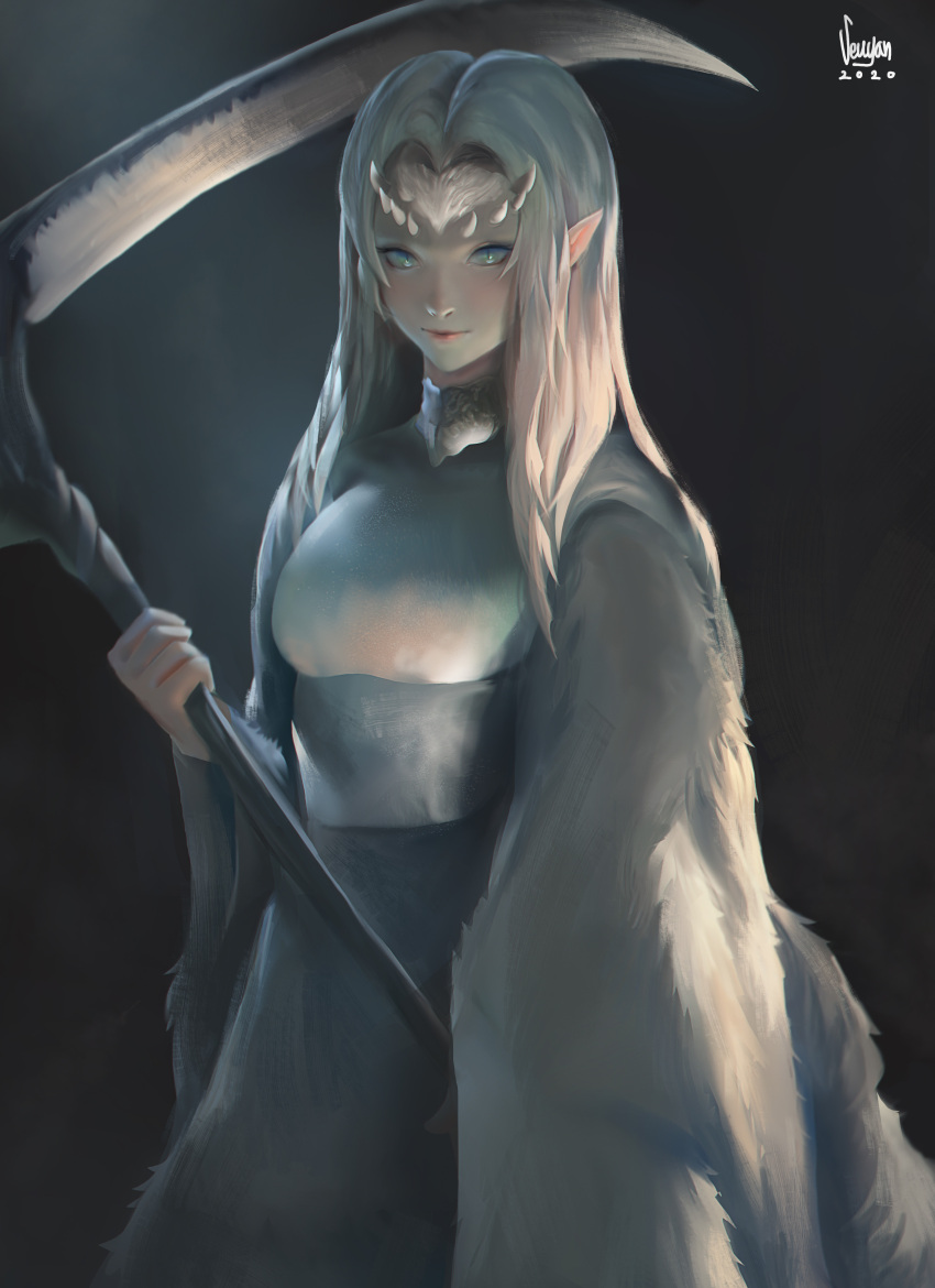 1girl, absurdres, dark_souls_(series), dark_souls_i, dragon_girl, fluffy, green_eyes, highres