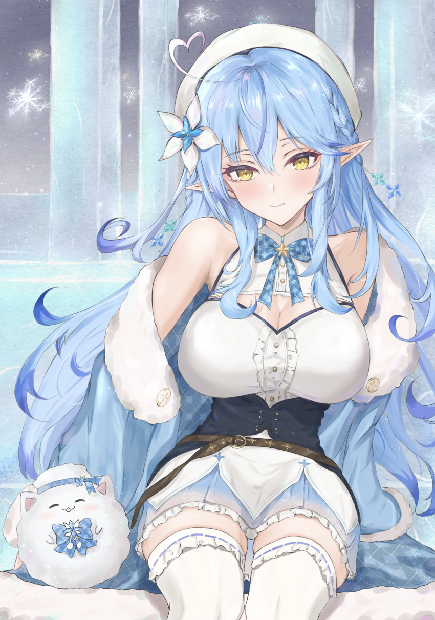1girl, absurdres, ahoge, bangs, bare_shoulders, belt, beret, black_corset