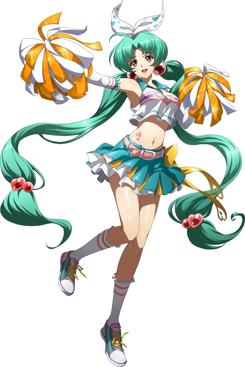 1girl, :d, aqua_hair, aqua_skirt, blue_sailor_collar, bow, bow_hairband, brown_eyes