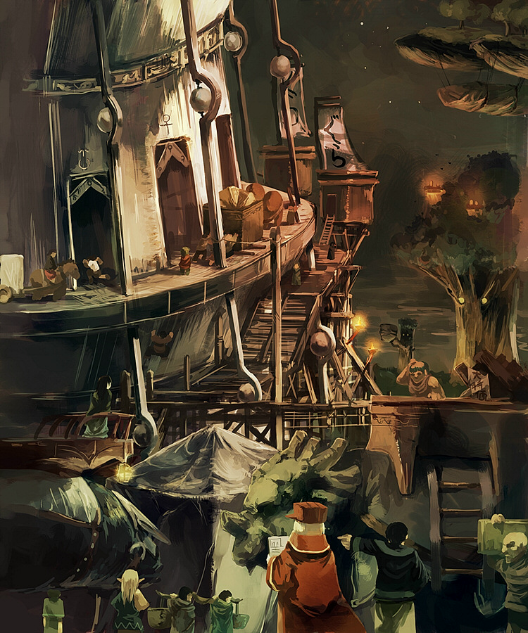 creature, horse, paper, pixiv, pixiv_fantasia, pixiv_fantasia_4, pointy_ears, stairs