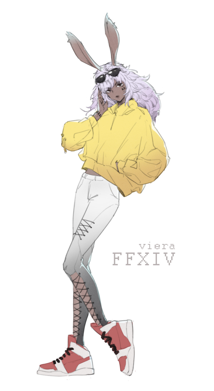1girl, absurdres, animal_ears, avatar_(ffxiv), chinese_commentary, commentary_request, copyright_name, dark-skinned_female