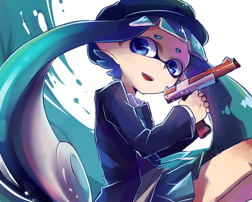 1girl, aqua_hair, aqua_necktie, aqua_skirt, bangs, blue_eyes, blue_hair, blue_necktie