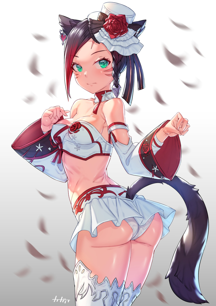 1girl, absurdres, animal_ears, arpeggio_kaga, ass, avatar_(ffxiv), bandeau, bare_shoulders
