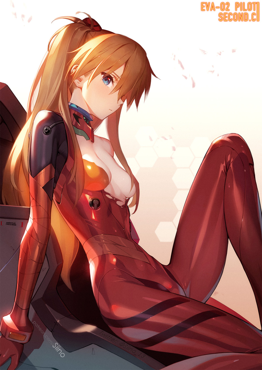 1girl, bangs, blue_eyes, bodysuit, breasts, closed_mouth, evangelion:_3.0_you_can_(not)_redo, hairpods