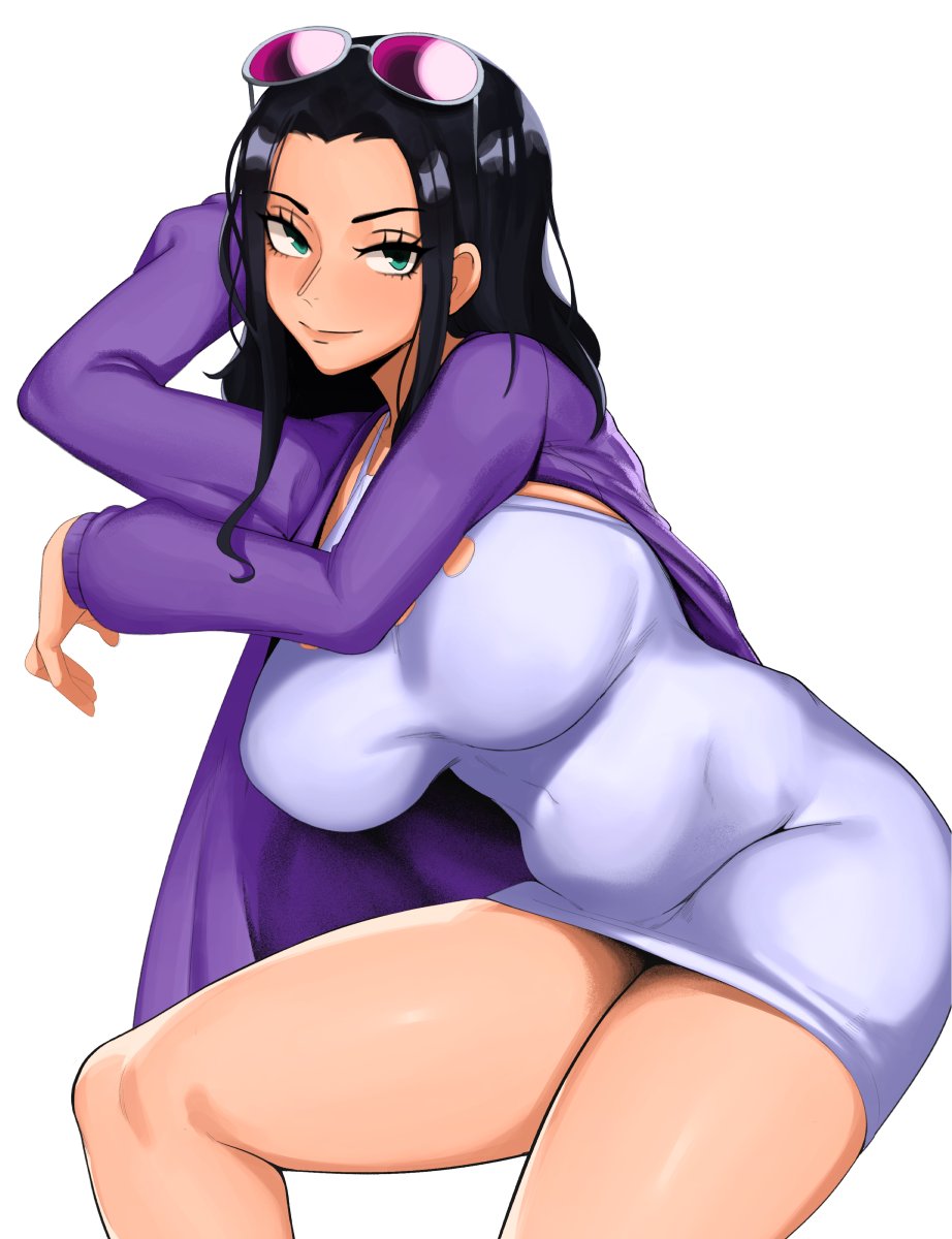 1girl, aqua_eyes, arm_behind_head, breasts, dress, eyebrows, eyewear_on_head, highres