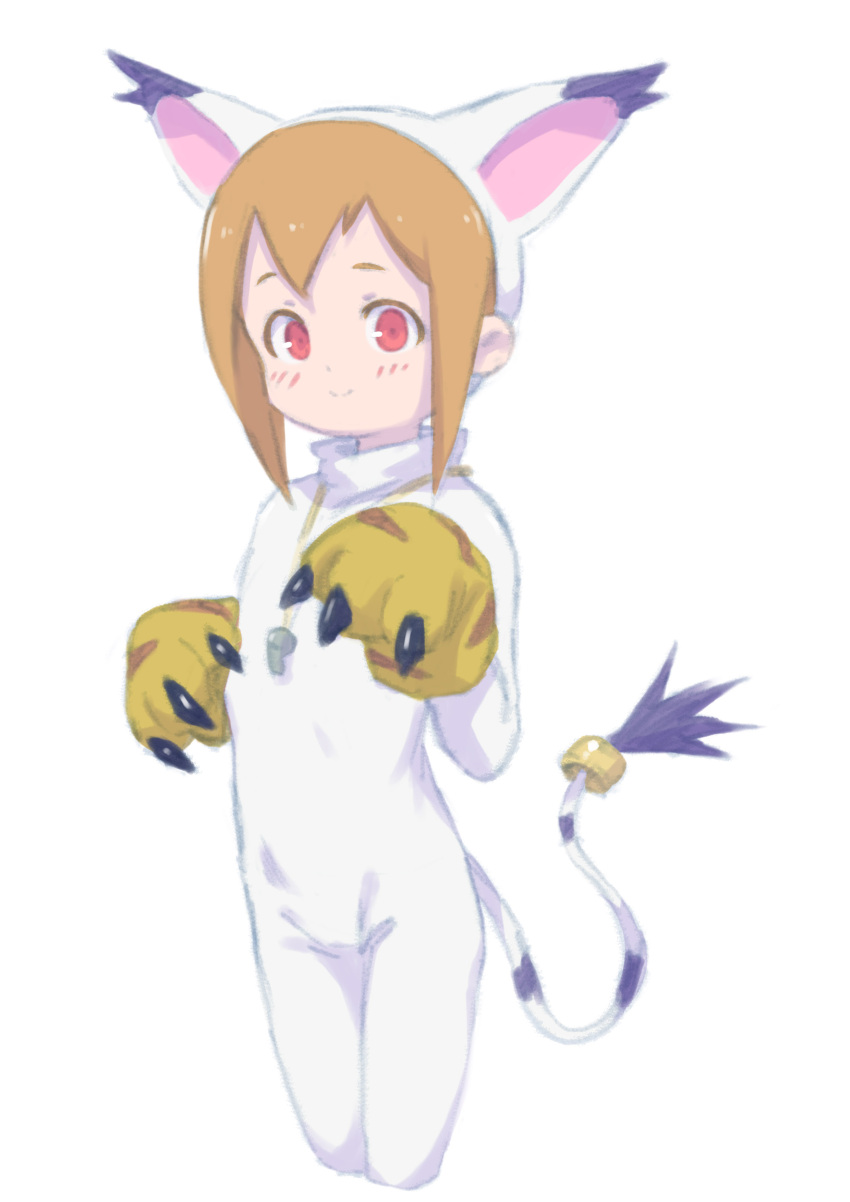 1girl, absurdres, animal_ears, arad_baranga, blush, brown_hair, claws, cosplay