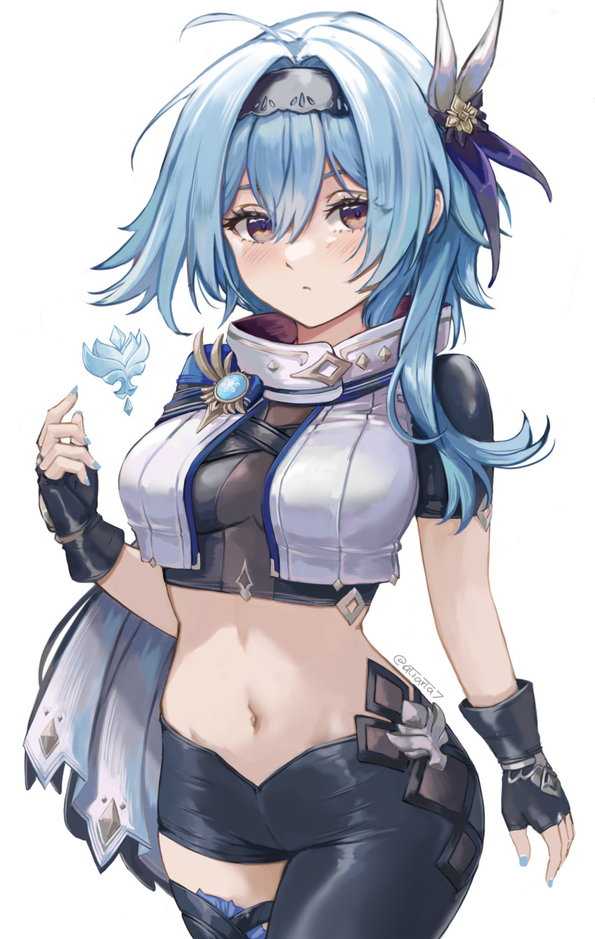 1girl, adapted_costume, ahoge, alternate_costume, ati_(user_udhn5578), black_gloves, black_hairband, black_headband