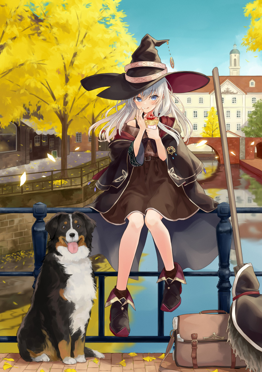 1girl, :q, absurdres, ankle_boots, azuuru, bag, bangs, black_headwear